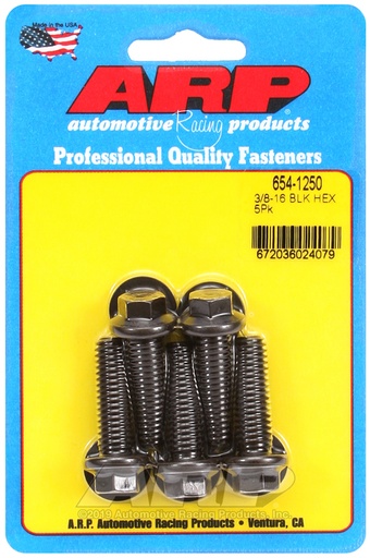 3/8-16 x 1.250 hex 7/16 wrenching black oxide bolts