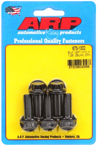 M10 x 1.25 x 25 12pt black oxide bolts