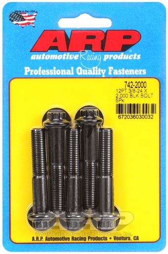 3/8-24 x 2.000 12pt black oxide bolts