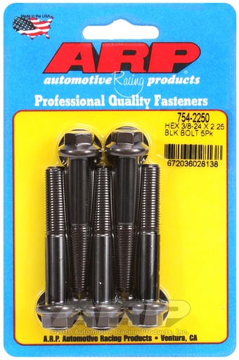 3/8-24 x 2.250 hex 7/16 wrenching black oxide bolts
