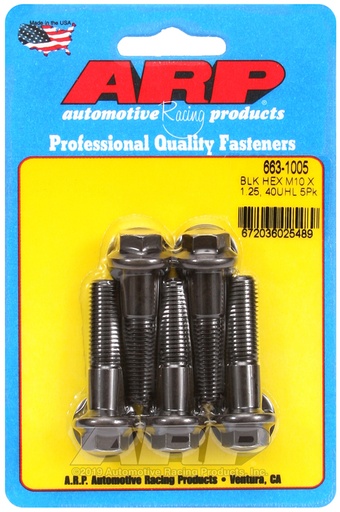 M10 x 1.25 x 40 hex black oxide bolts