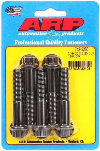 7/16-20 x 2.250 12pt black oxide bolts