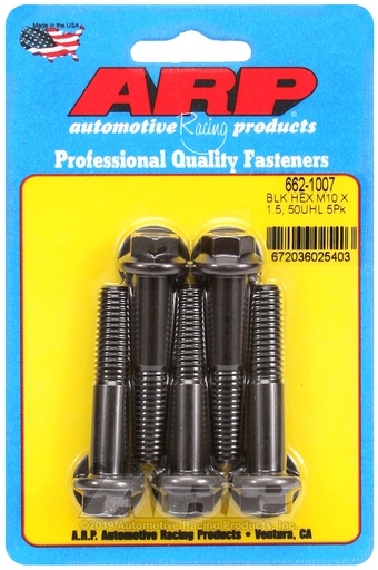 M10 x 1.50 x 50 hex black oxide bolts