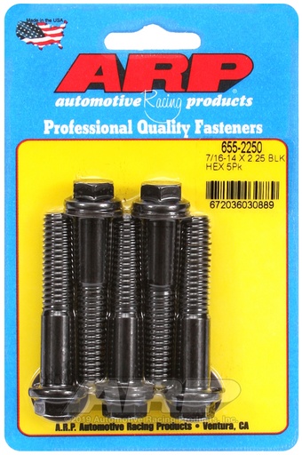 7/16-14 X 2.250 hex 1/2 wrenching black oxide bolts