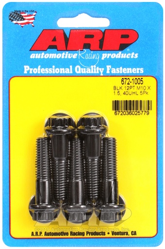 M10 x 1.50 x 40 12pt black oxide bolts