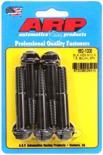 M10 x 1.50 x 60  hex black oxide bolts