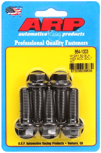 M12 x 1.50 x 35 hex black oxide bolts