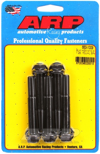 M10 x 1.25 x 70 hex black oxide bolts