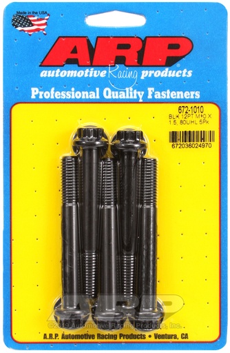 M10 x 1.50 x 80 12pt black oxide bolts