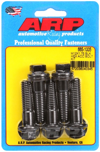 M12 x 1.75 x 45 hex black oxide bolts