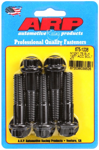 M12 x 1.75 x 50 12pt black oxide bolts