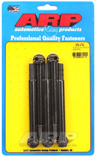 7/16-14 X 4.750 hex 1/2 wrenching black oxide bolts