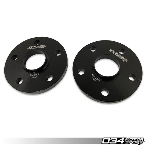 WHEEL SPACER PAIR, 15MM, AUDI/VOLKSWAGEN 5X112MM WITH 57.1MM CENTER BORE